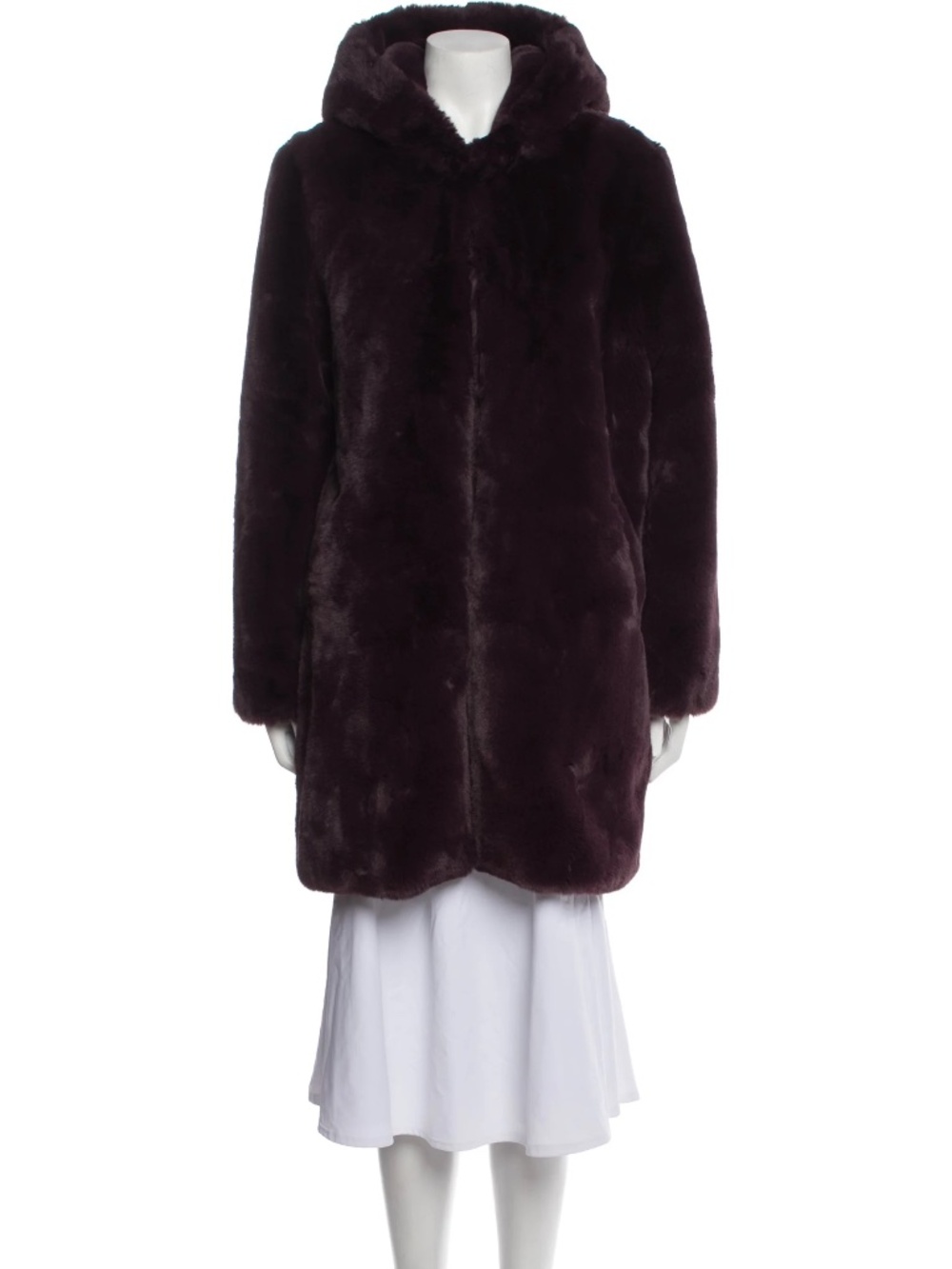 Apparis Faux Fur Coat Deep Plum | Size: S